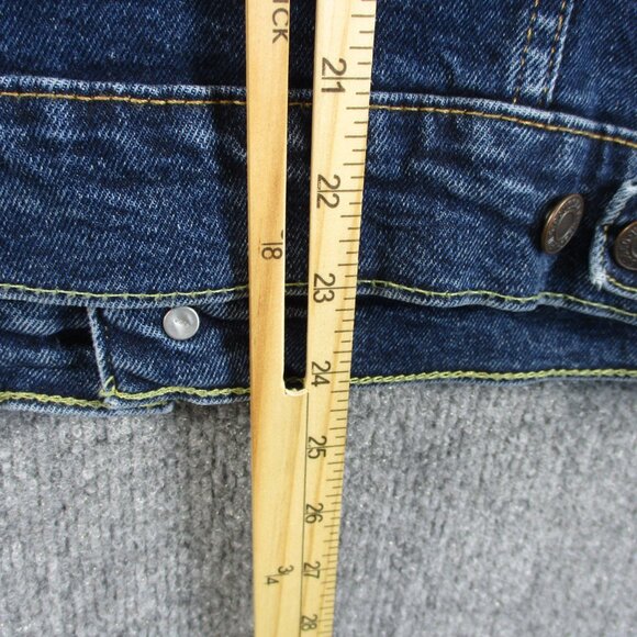 Levis Jacket Mens M Blue Trucker Dark Denim Stretch Western Flap Pockets Unisex - Picture 10 of 15